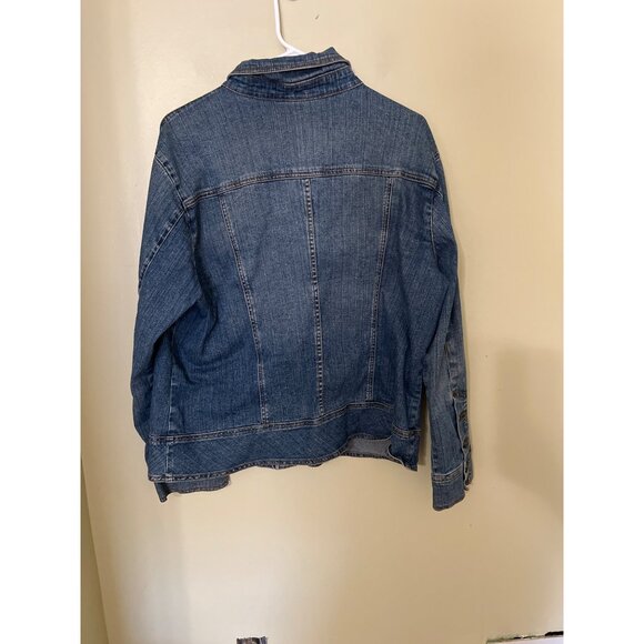 Bay Womens Denim Jacket 1X Stretch Blue Western Cowgirl Rodeo - Picture 7 of 9